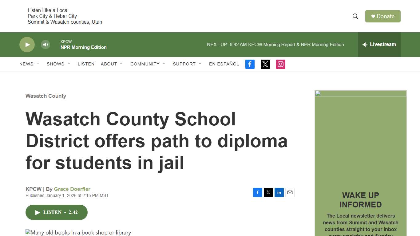 Wasatch County School District offers path to diploma for students in jail