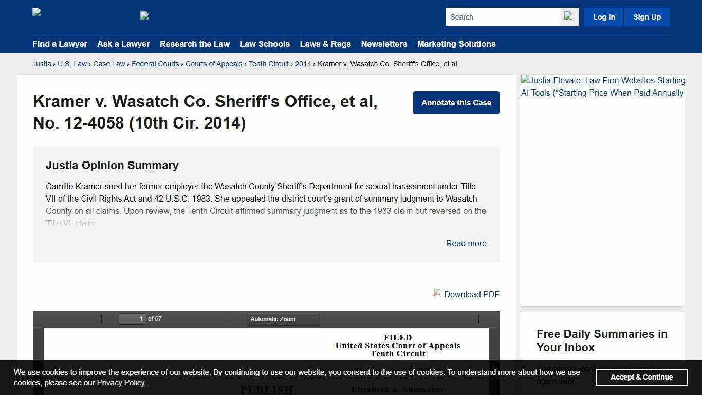Kramer v. Wasatch Co. Sheriff's Office, et al, No. 12-4058 (10th Cir. 2014) :: Justia